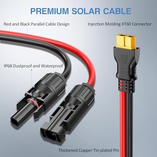 “9ft Solar Panel XT60 Charging Cable 12AWG – Extension Wire for Ecoflow Generato