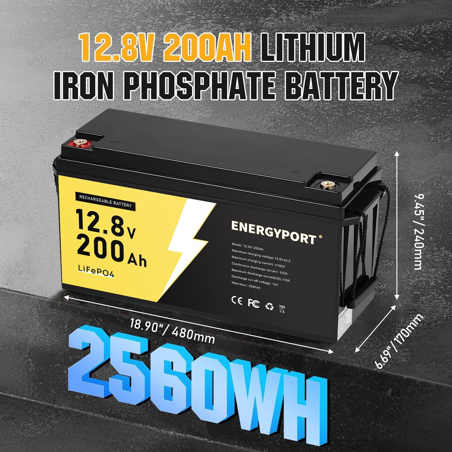 2PC 12V 200AH LiFePO4 Lithium Battery 15000 Deep Cycle BMS for RV Solar Off-grid