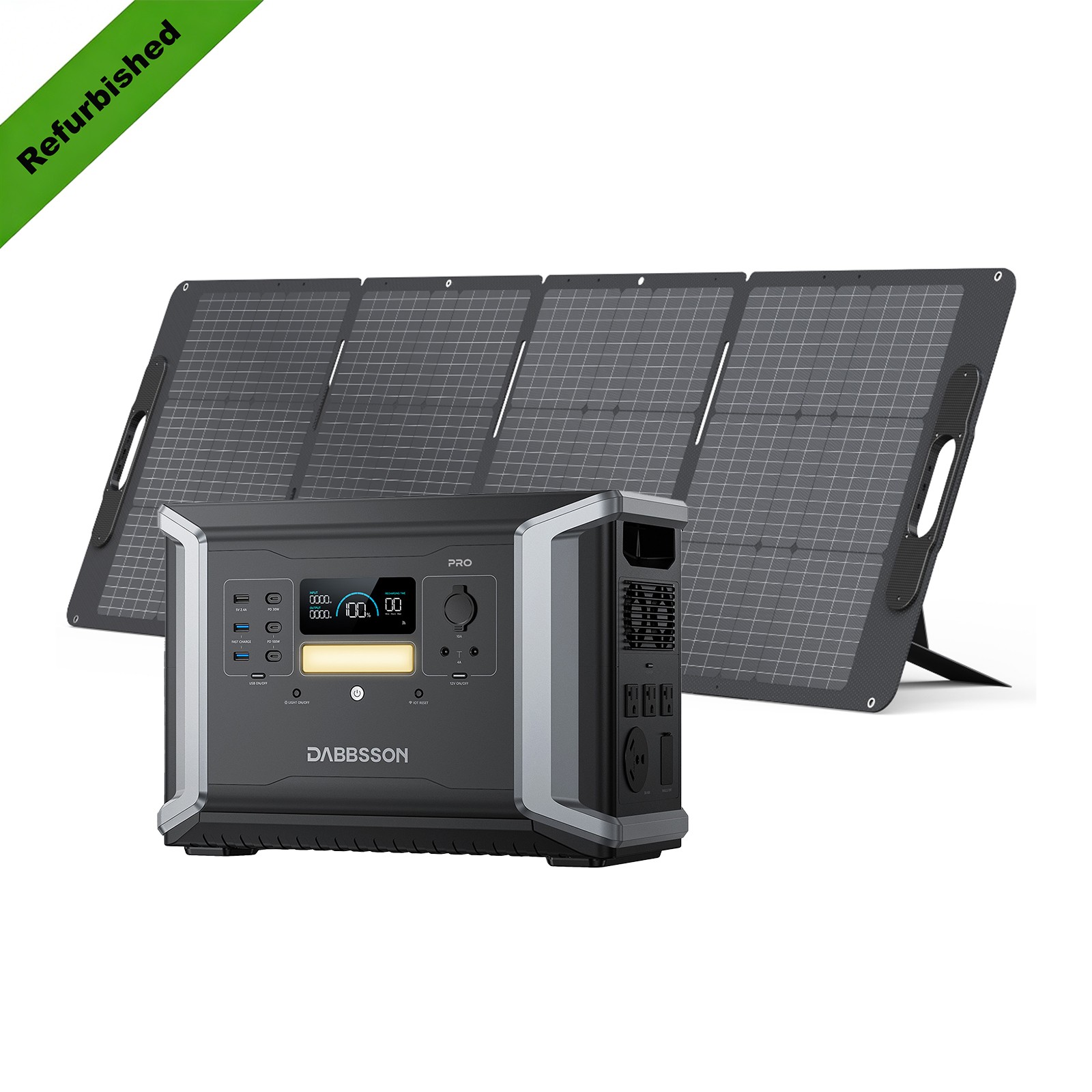 Dabbsson Power Station 2400W LiFePO4 Battery w/ 210W Folding Solar Panel Kits