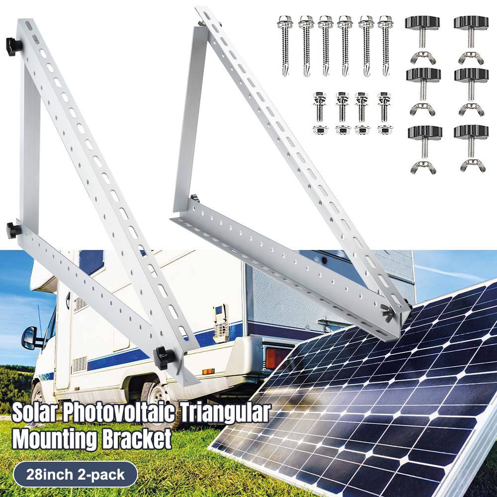 28in Adjustable Solar Panel Mount Brackets Foldable Tilt Legs for RV, Roof, Boat