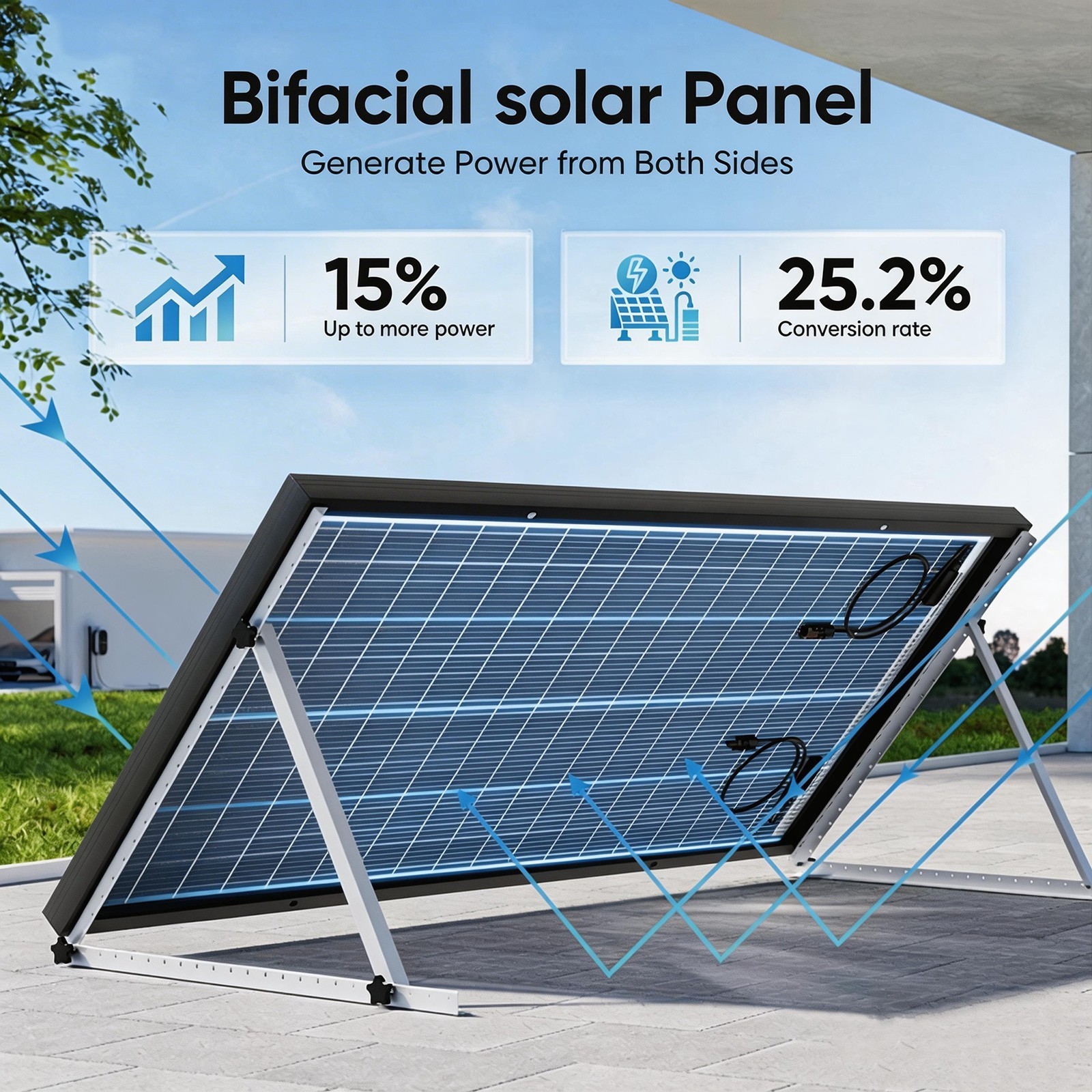 100W 4Pack Bifacial Solar Panel 400W N-Type 18BB Mono 18V PV Home RV Off Grid US