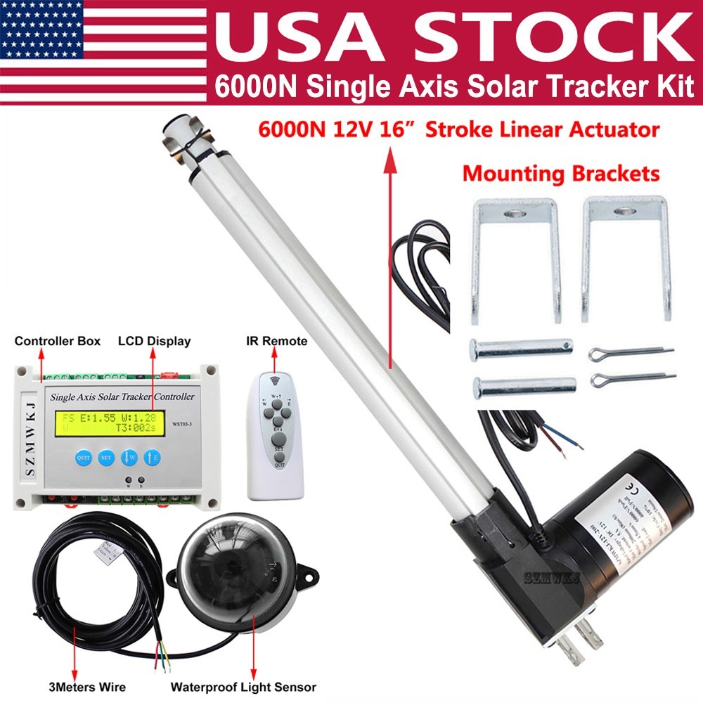 6000N 16″ Linear Actuator&Controller&Complete Single Axis Solar Tracking Tracker