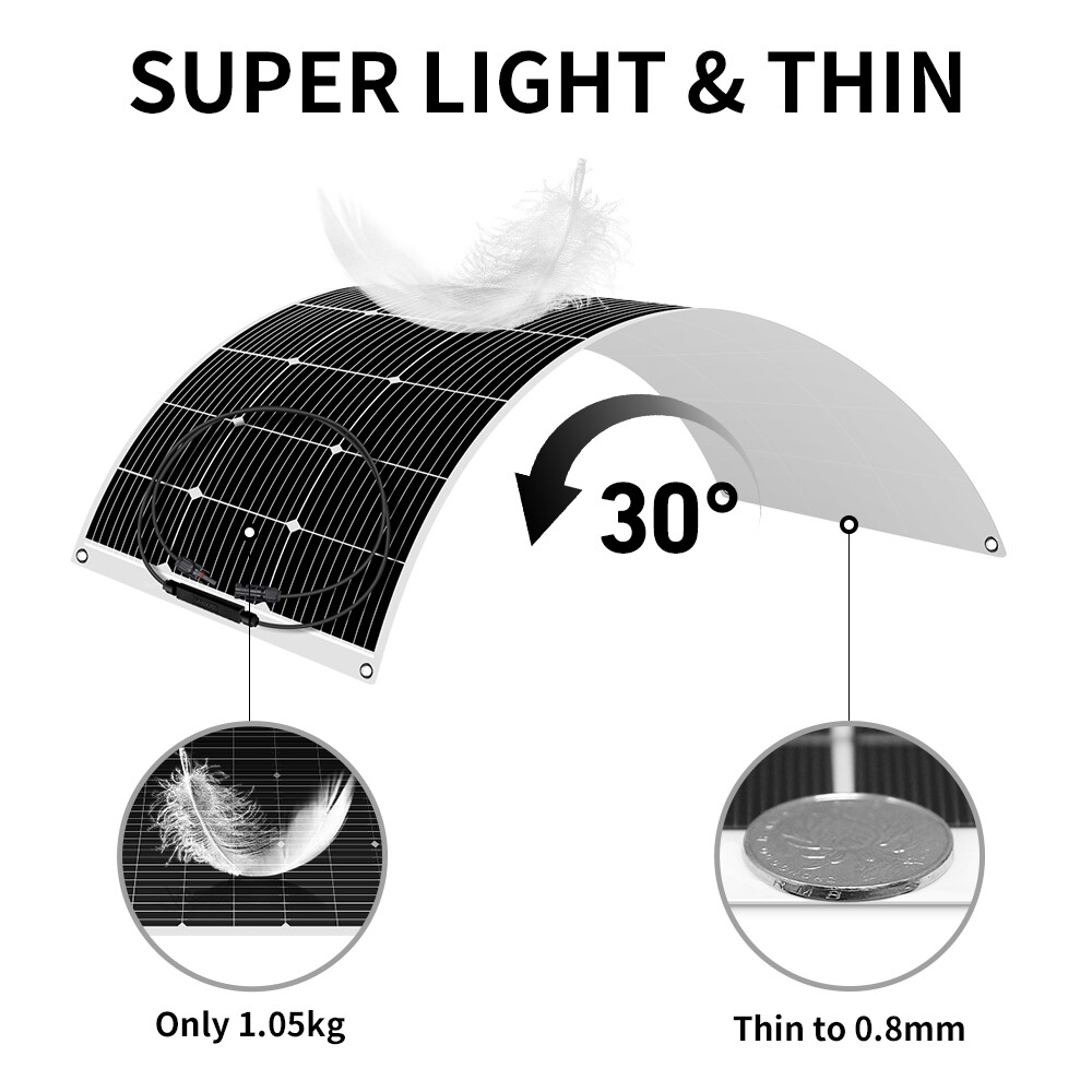 Dokio 100W 200W 400W Flexible Mono Solar Panel 12V for Curved Roof,RV,Truck,MC4