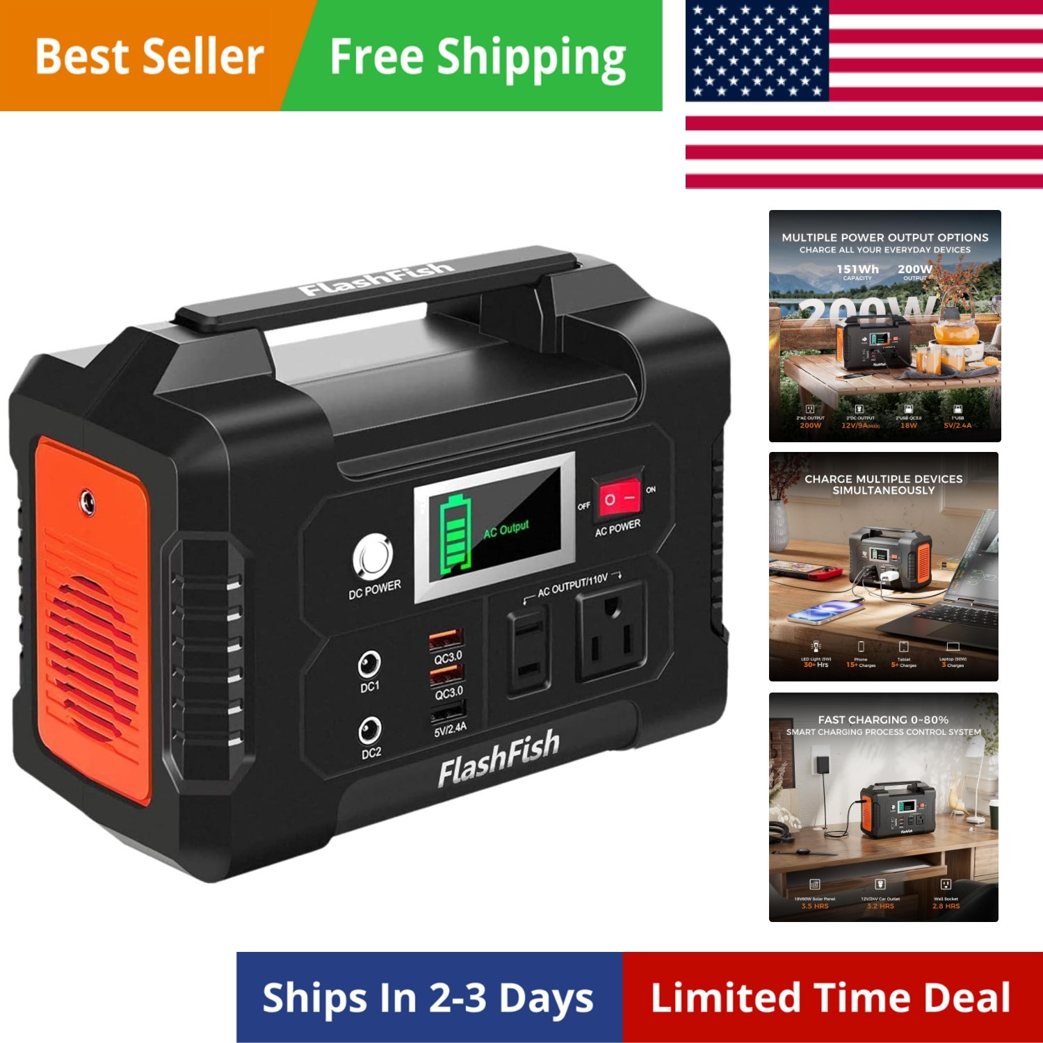 Portable Power Station 200W, 40800mAh Backup Power Battery Pack With 110V AC …