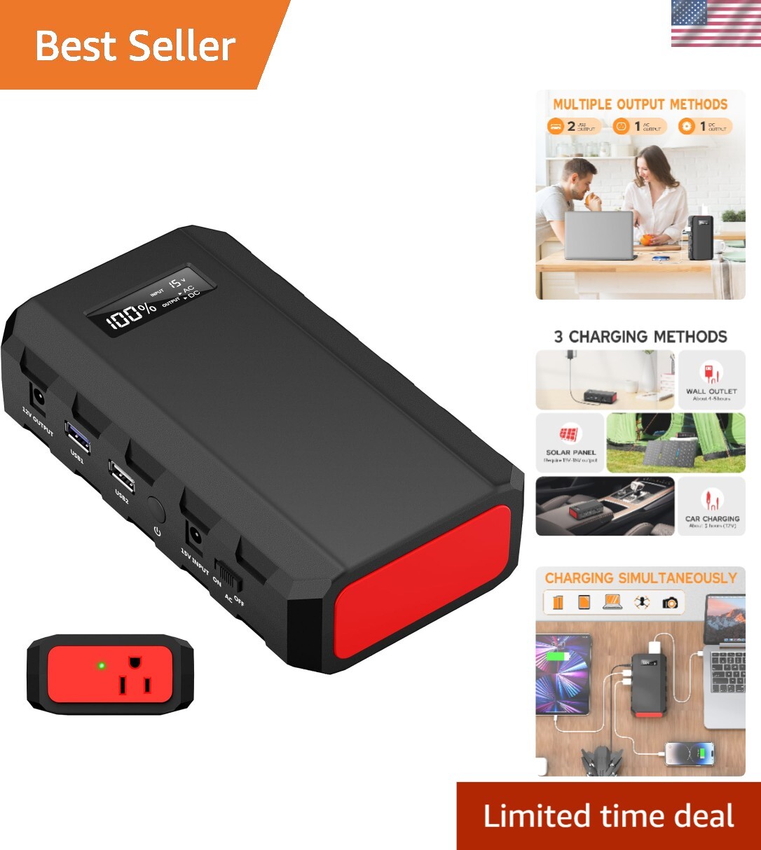 Compact 88Wh Portable Power Station – 24000mAh Lithium Battery for Camping