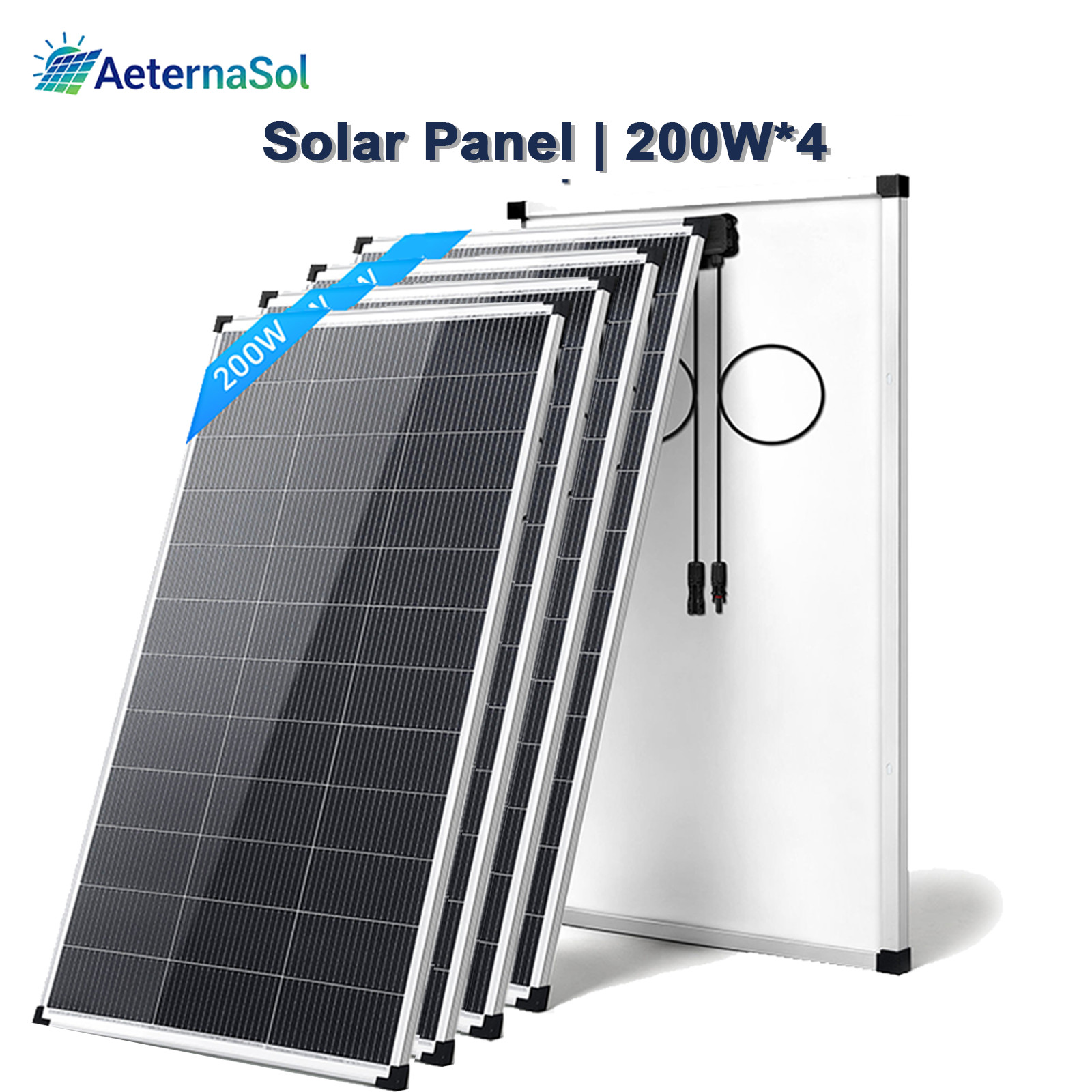 800W Solar Panel (200W*4)18V Monocrystalline Power RV Home Boat Camping Off-Grid