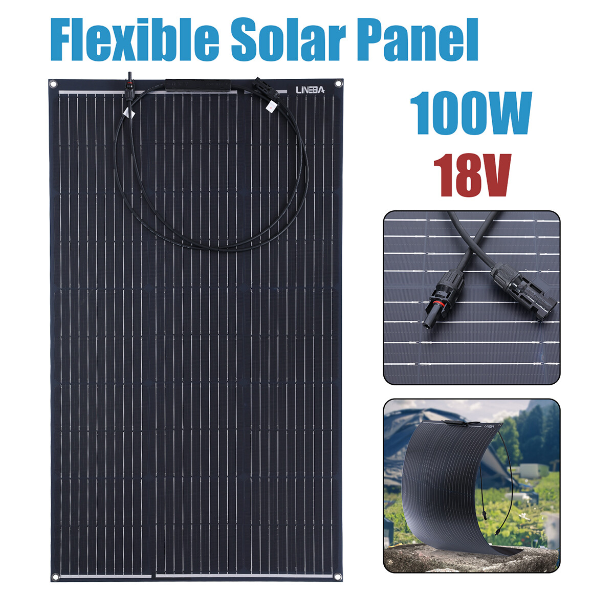 18V 400W 200W Mono Solar Panel N-Type 12BB Power RV Camping Home Boat Off Grid