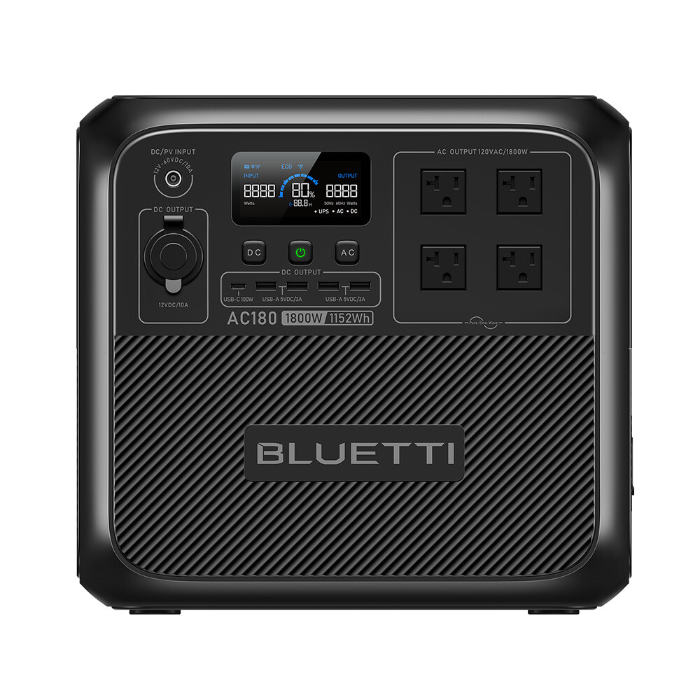 BLUETTI AC180 1800W 1152Wh Power Station Generator for Power Blackout Travelling