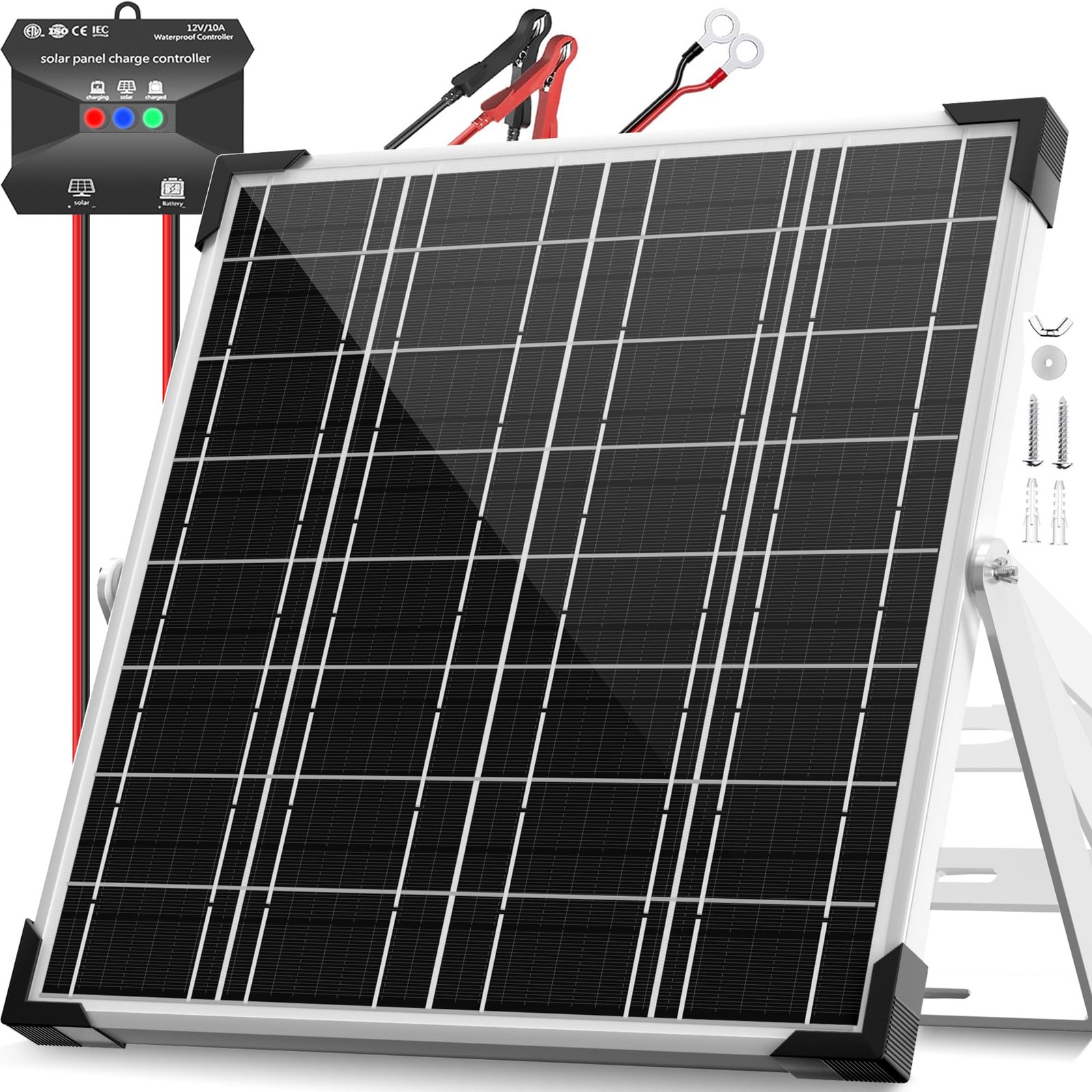 Voltset 12V Solar Battery Charger 20W Waterproof Solar Panel Kit with Smart MPPT