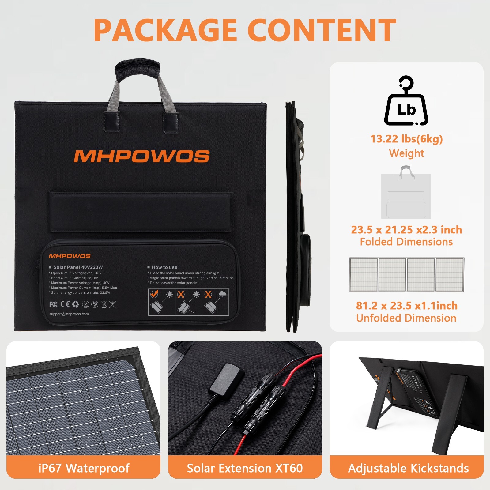 220w Solar Panel Foldable IP67 Waterproof for EcoFlow Powerstations Refurbished