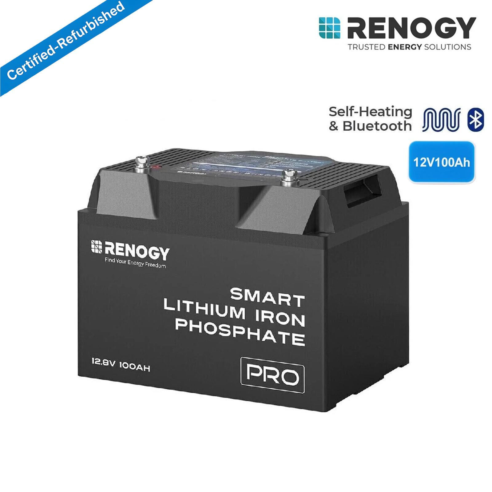Renogy 12V 100Ah Battery Bluetooth Self-Heating LiFePO4 Certified refurbished
