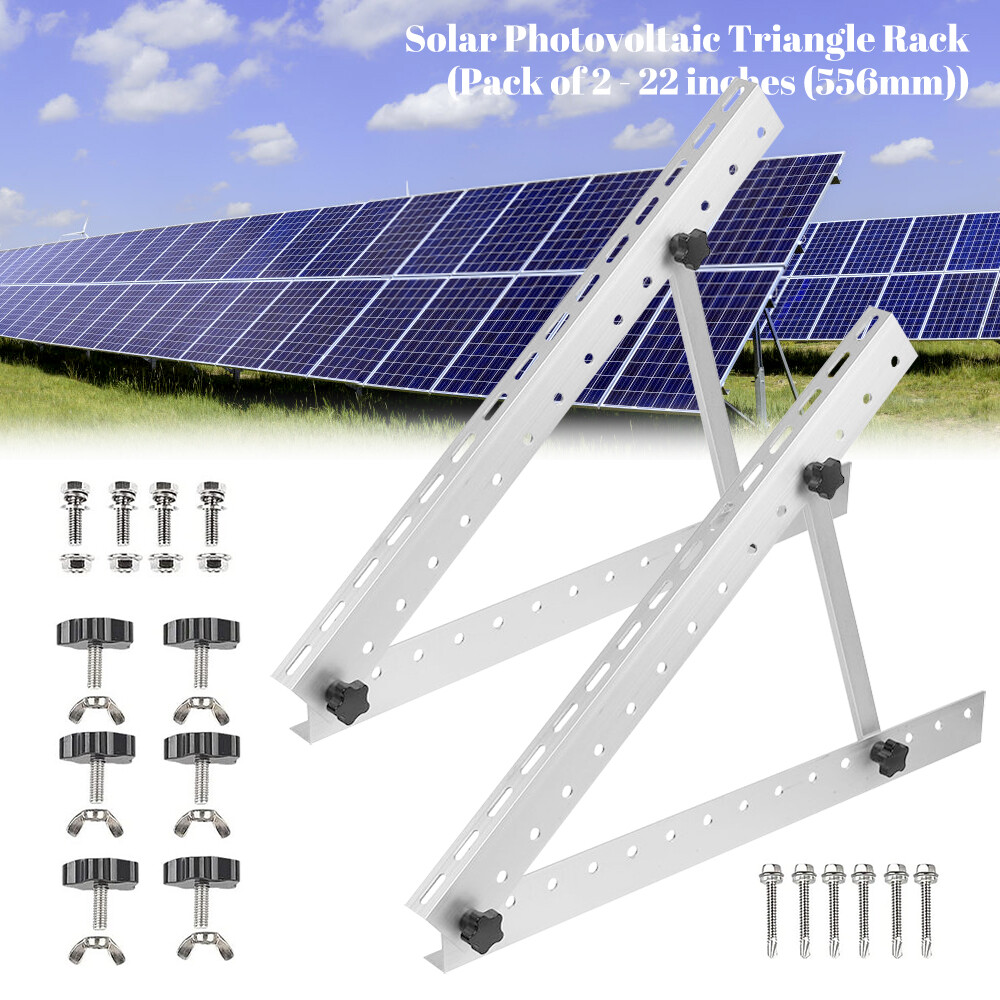 Set Adjustable Solar Panel Tilt Mount Bracket Frame For Roof Shed RV Car Boat