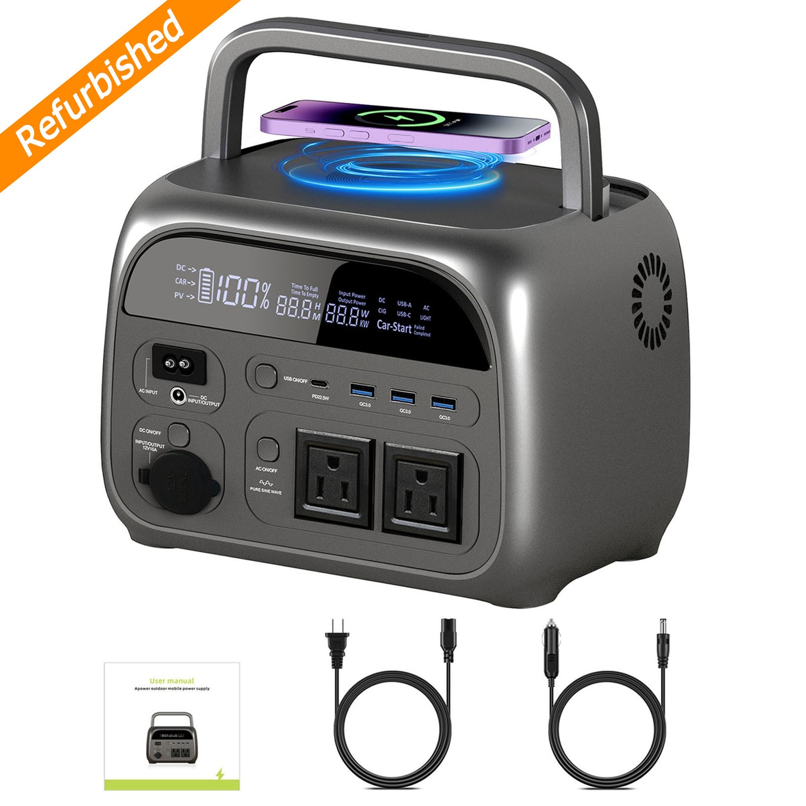 CTOLITY 500W Rate Power Station Generator 230Wh LiFePO4 Battery,95W/195W Panel
