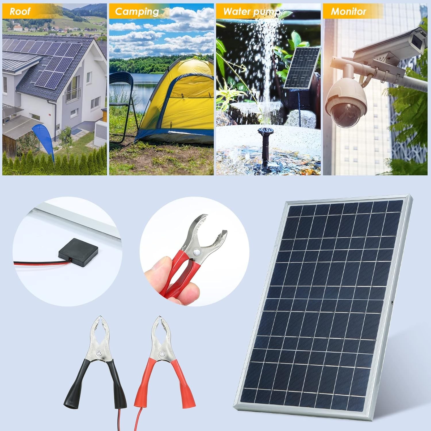 30W Solar Panel Kit, 12V/18V Solar Battery Trickle Charger Maintainer for Car,RV