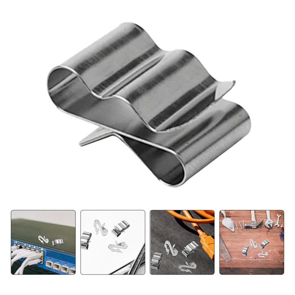 30Pcs Reusable Stainless Steel Cable Clips for Photovoltaic Wire Harness Silver