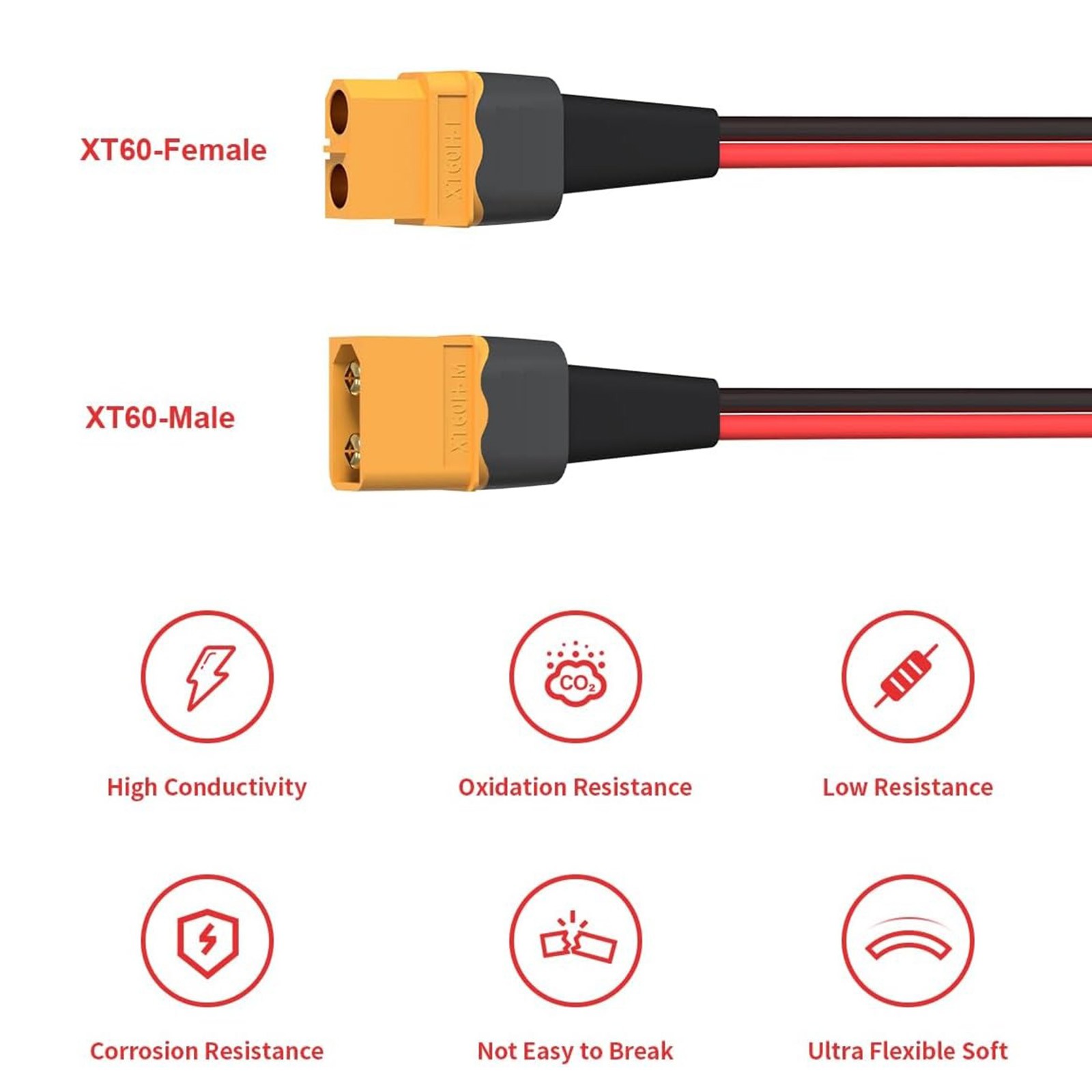 10 AWG XT60 to XT60 Female to Male Connector Solar Extension Charging Cable