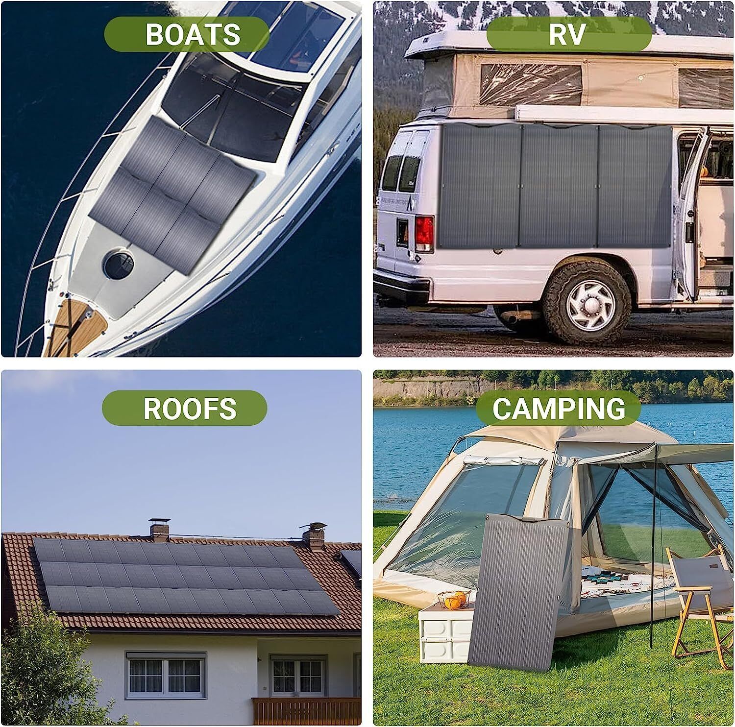 ALLPOWERS 100W OR 200W Flexible Mono Solar Panel Efficiency IP68 For Roof Boat
