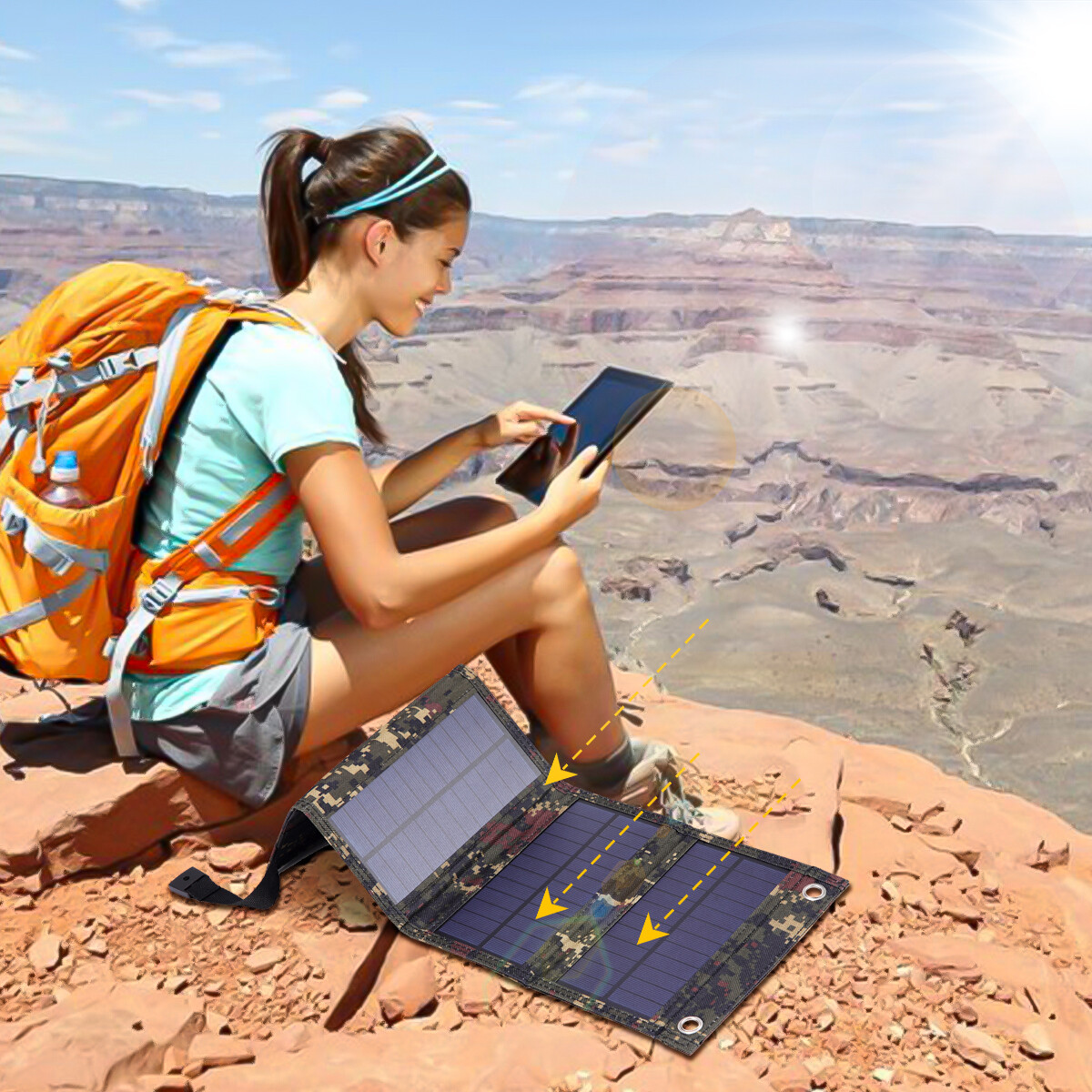 80W USB Folding Solar Panel Power Bank Outdoor Camping Hiking Phone Charger US