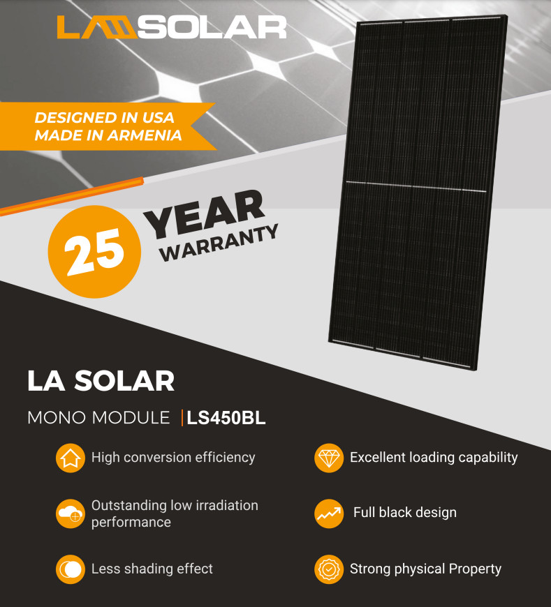 LA SOLAR 450W BLACK ON BLACK Solar panel
