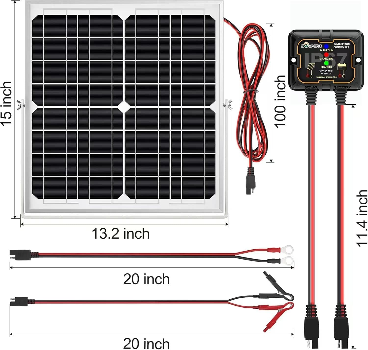 Durable 20W Solar Panel with 8A MPPT Controller – Perfect for Boats & RVs