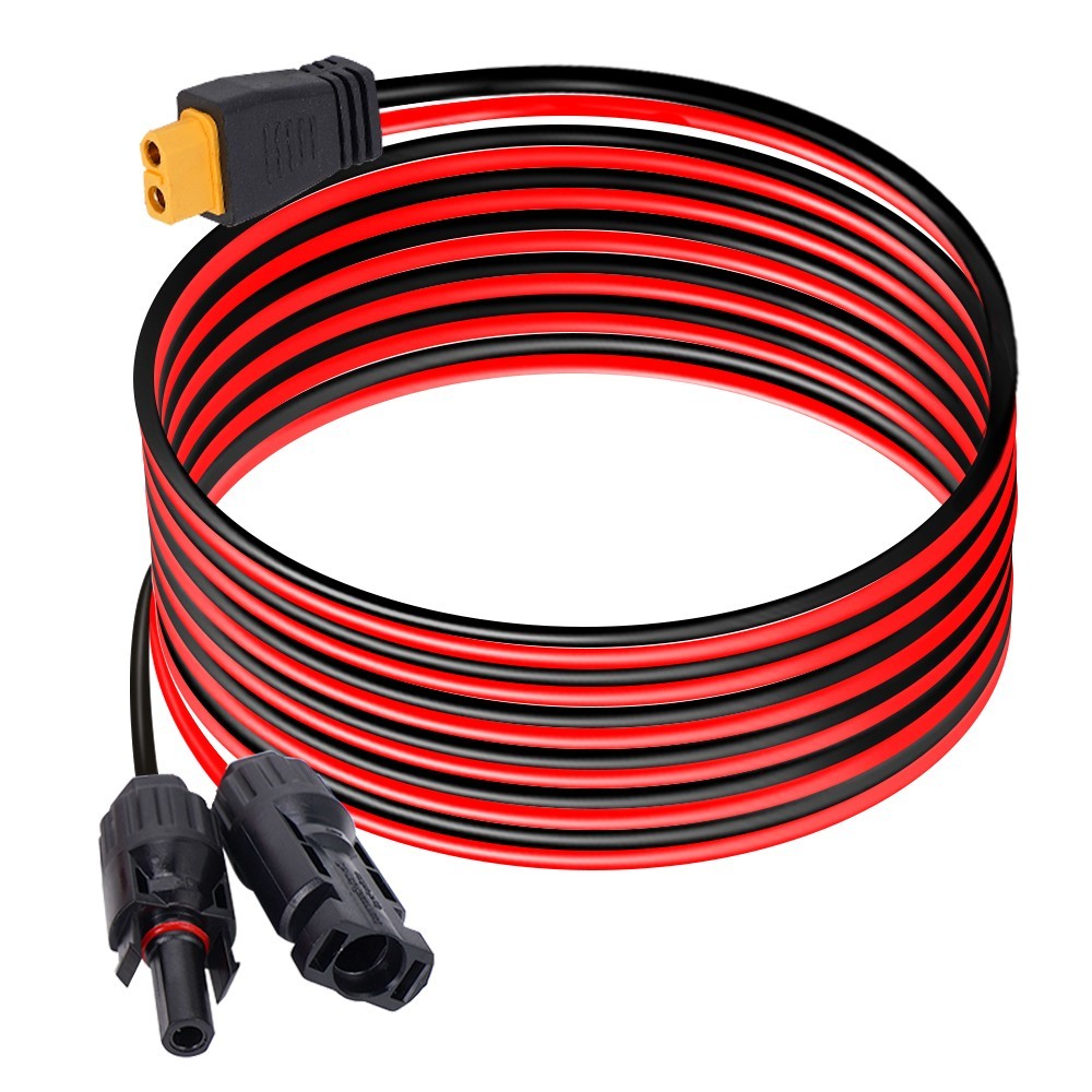 20ft Solar Panel Extension Cable Wire XT60 Female to Solar Connectors Black Red