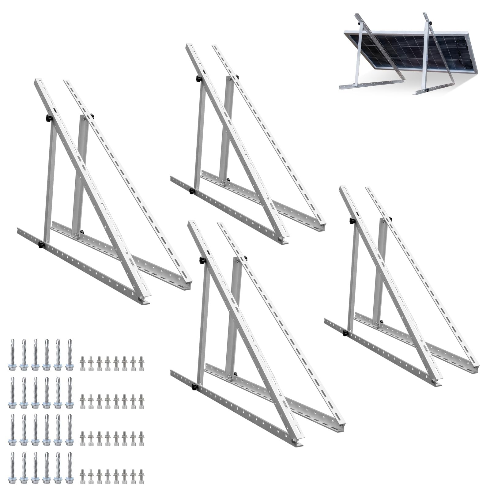 4 Sets 45inch Adjustable Solar Panel Mount Brackets Stand with Foldable Tilt …