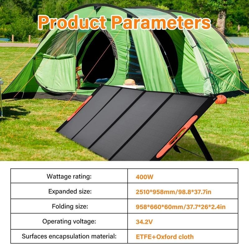 New 400W Portable Solar Panel Waterproof IP66 Foldable for Outdoor/RV/CAMP—