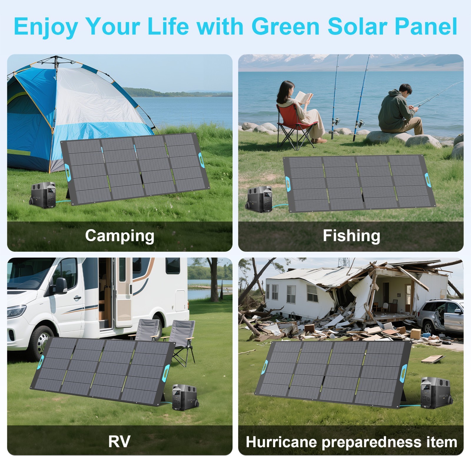 E-POWO 110W 220W 400W Solar Panel Kit for Ecoflow Anker Jackery Power Stations