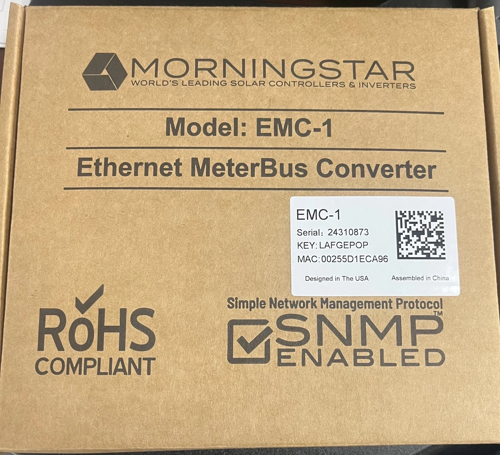 Morningstar EMC-1 Ethernet MeterBus Converter, Connects Solar for Enhanced Data
