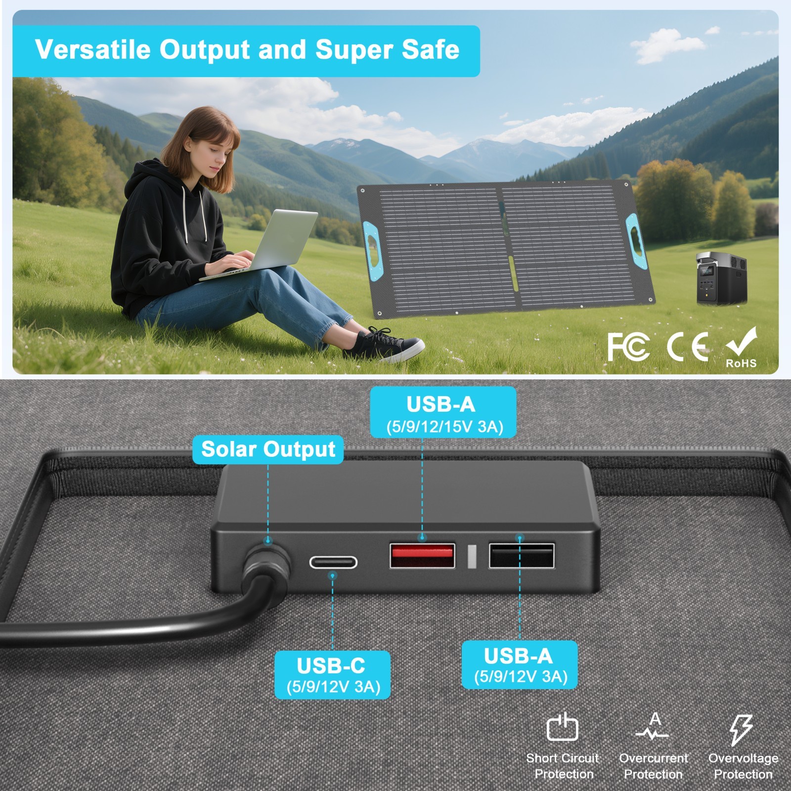 Solar Panel Portable 110W for BLUETTI Elite 30 V2 Elite 100 V2 Solar Generator
