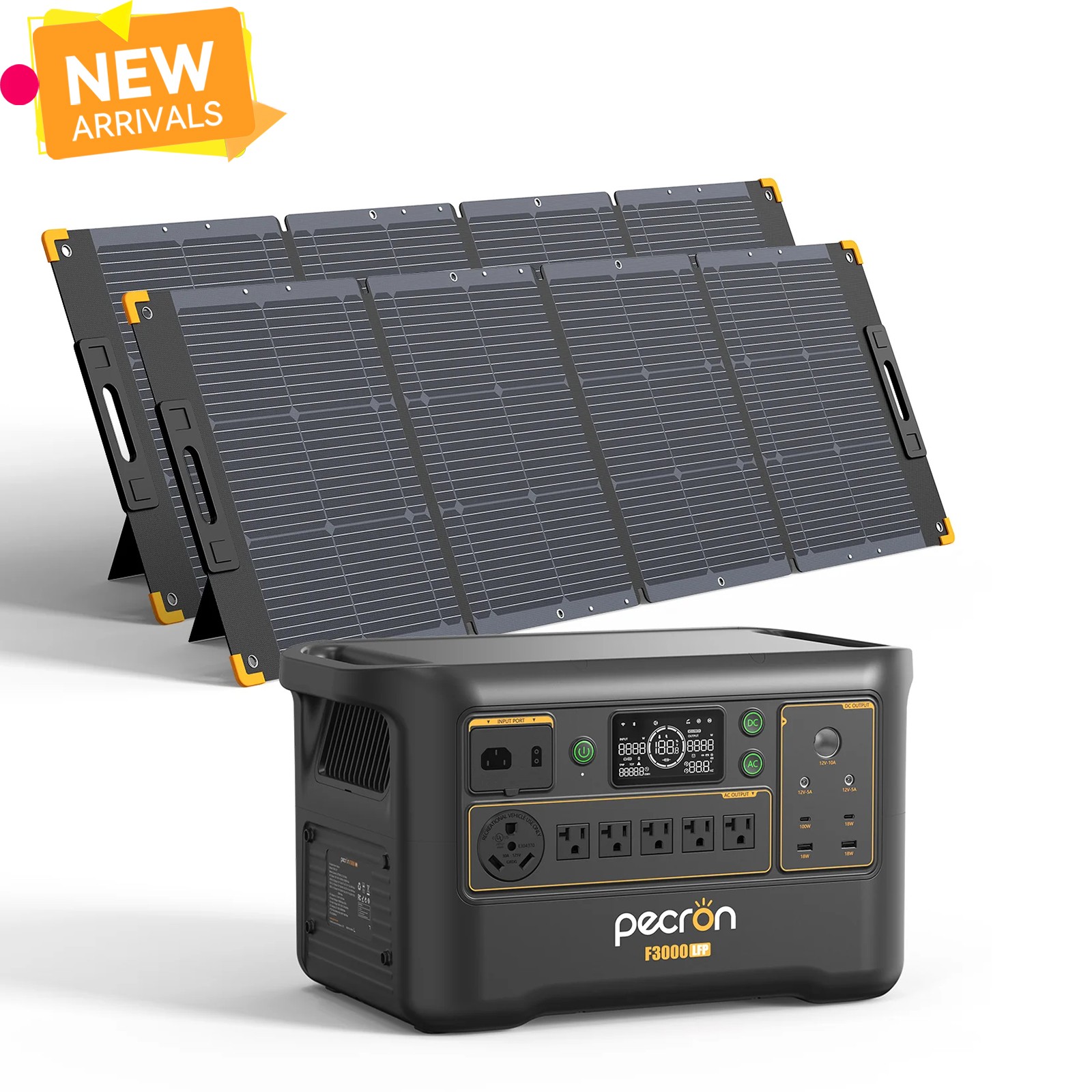 3072Wh 3600W Pecron F3000LFP Portable Power Station w/200W Solar Panel*2 RV