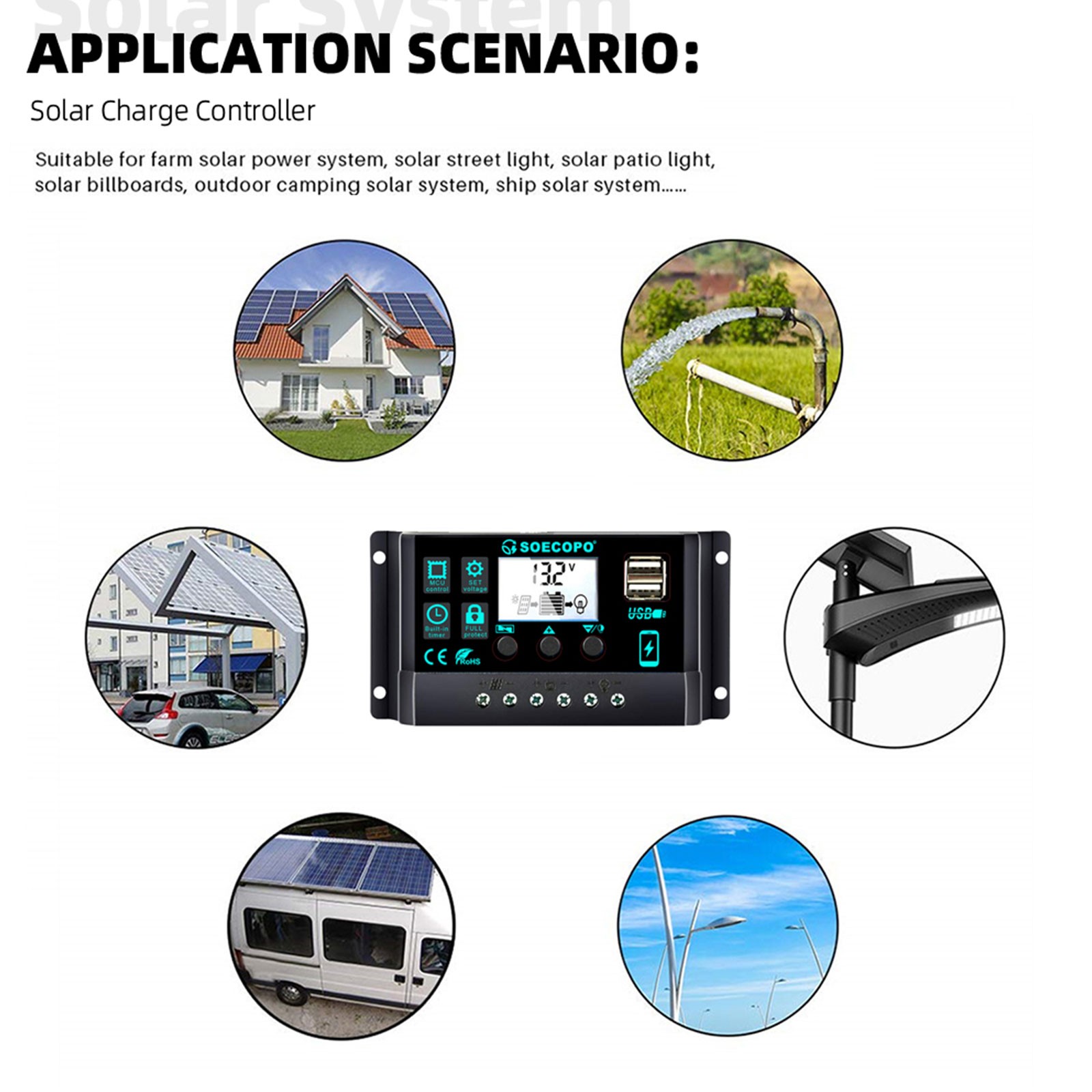 SOECOPO 10000W Solar Power System Kit 12V24V to 110V220V Inverter Flexible Panel