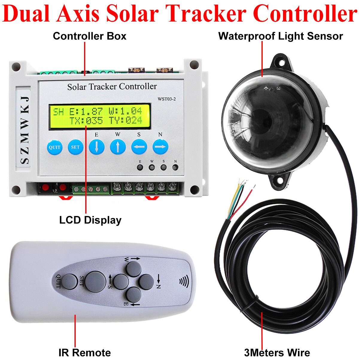 6000N Dual Axis Solar Tracking Tracker Kit W/ 2PCS Linear Actuator Controller AT