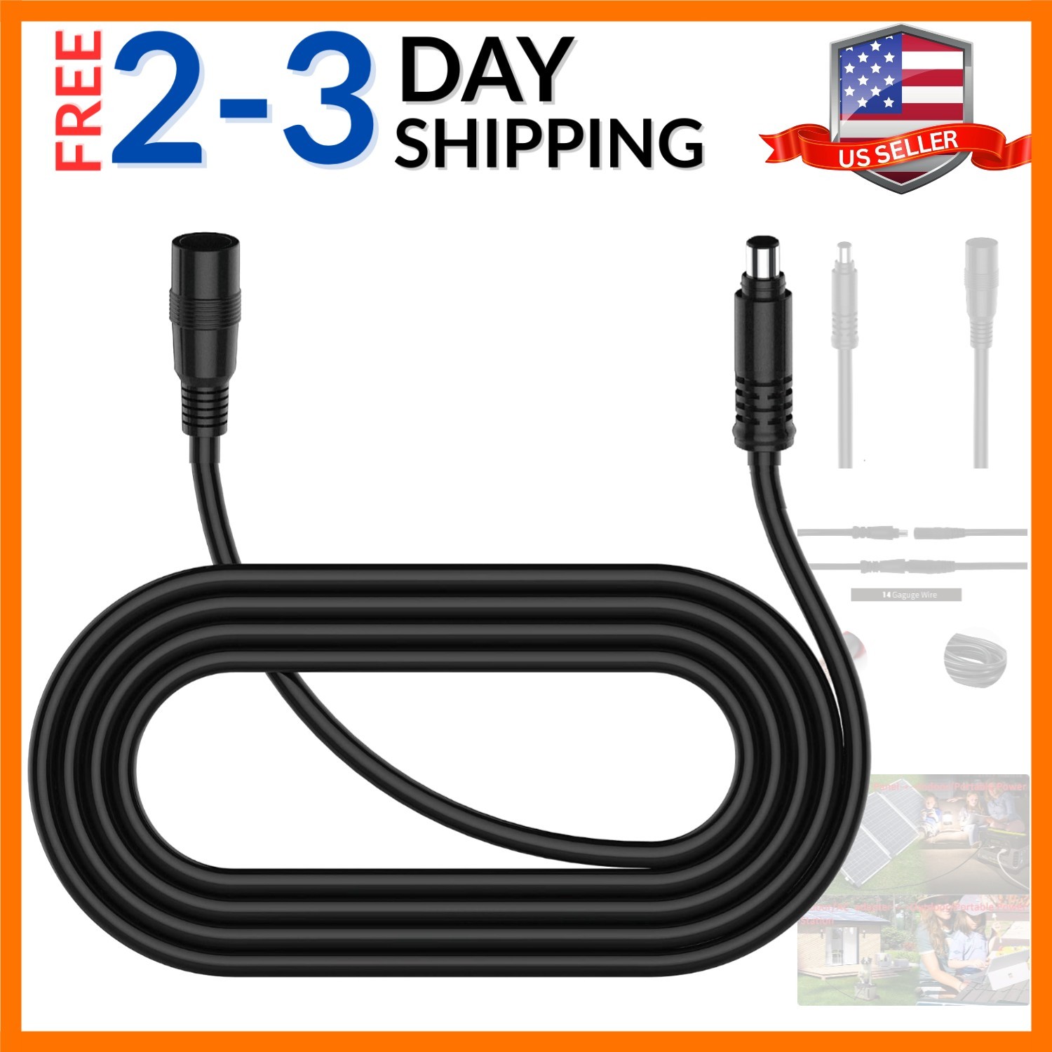 DC 8mm ExtensionCable 10Ft DC Power Plug for Solar Generator Portable Power S…