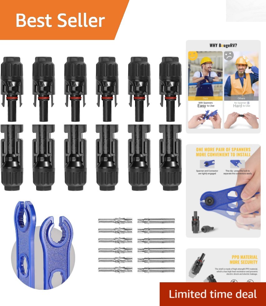 Durable 10AWG Male/Female Solar Panel Connectors – Waterproof & Easy Install
