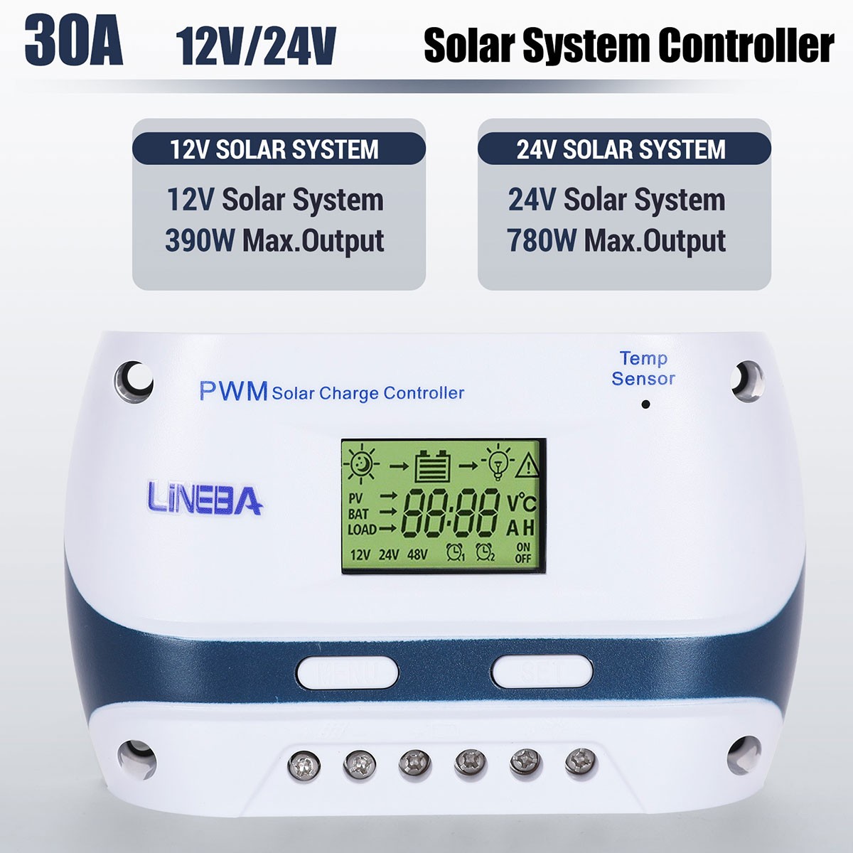 LCD 100A 60A 30A Solar Charge Controller Auto 12V/24V/48V Battery Regulator USB