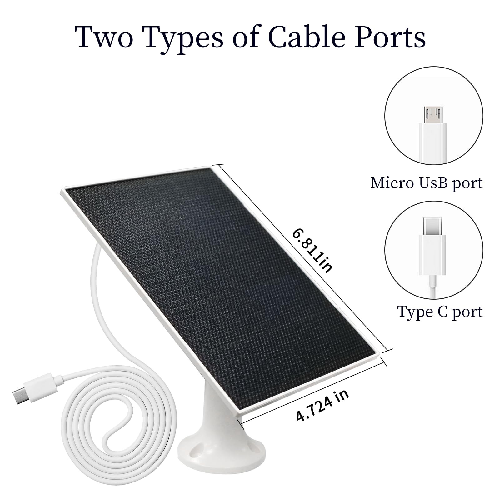 4W Solar Panel for Security Camera,Type C&Micro Solar Panel Charger for Recha…