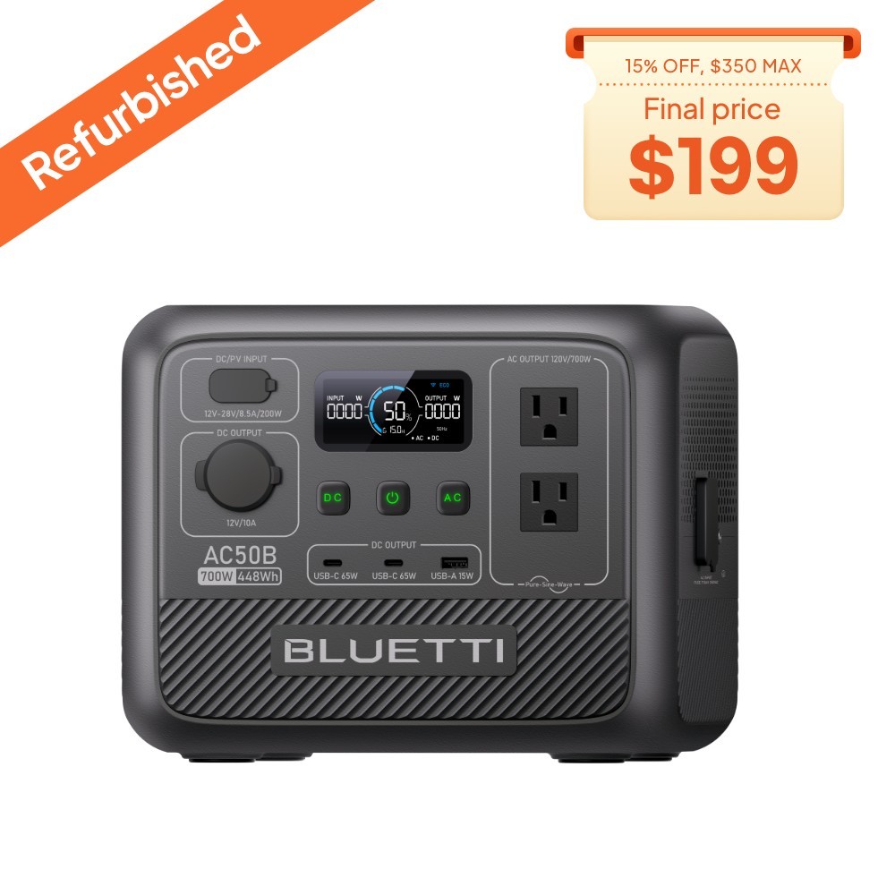 BLUETTI AC50B 700W 448Wh Portable Power Station for Road Trip/Power Outage
