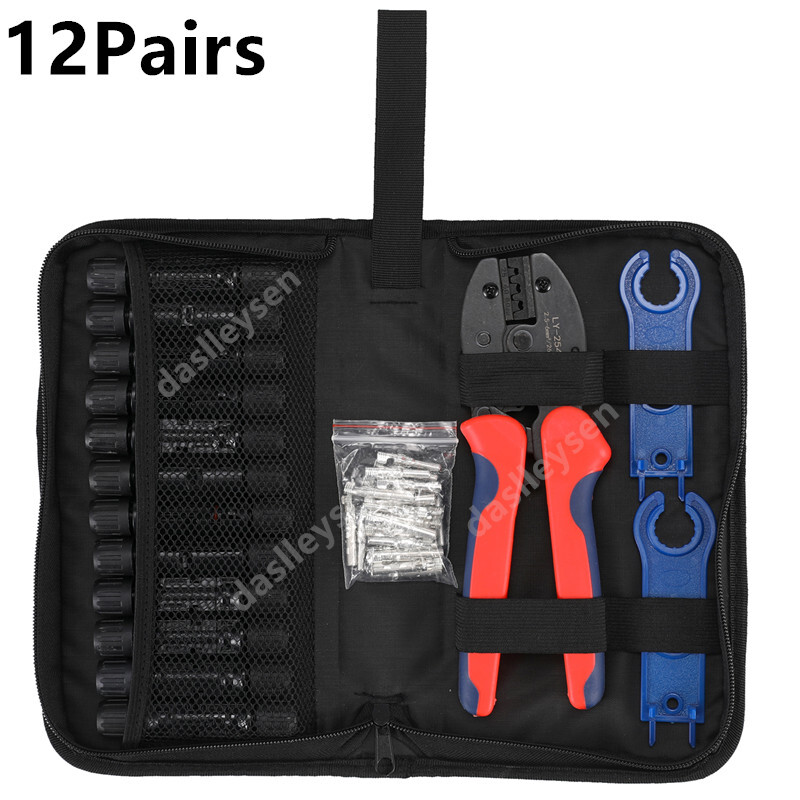 24/12PCS Solar Panel Wire Connectors Crimper PV Crimping Pliers Cable Terminals