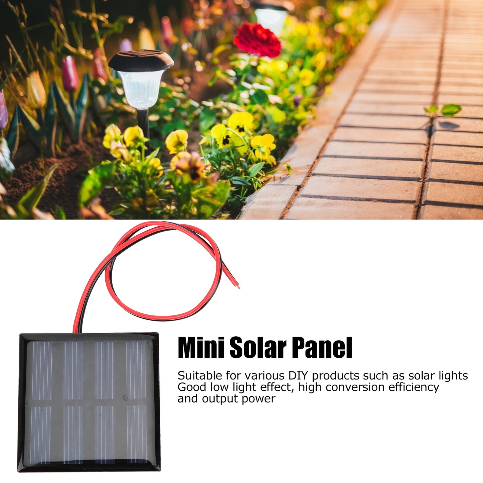 5Pcs Solar Panel Power Supply Module Board With 30CM Red Black Line DC2V 150mA