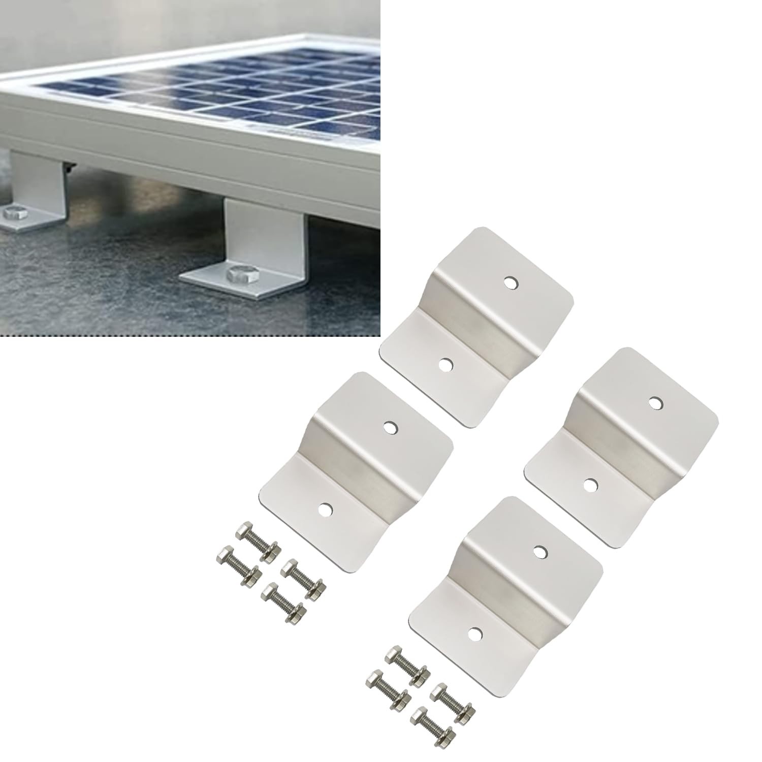 20 Units Solar Panel Z Brackets Mount Mounting Kits with Nuts and Silver