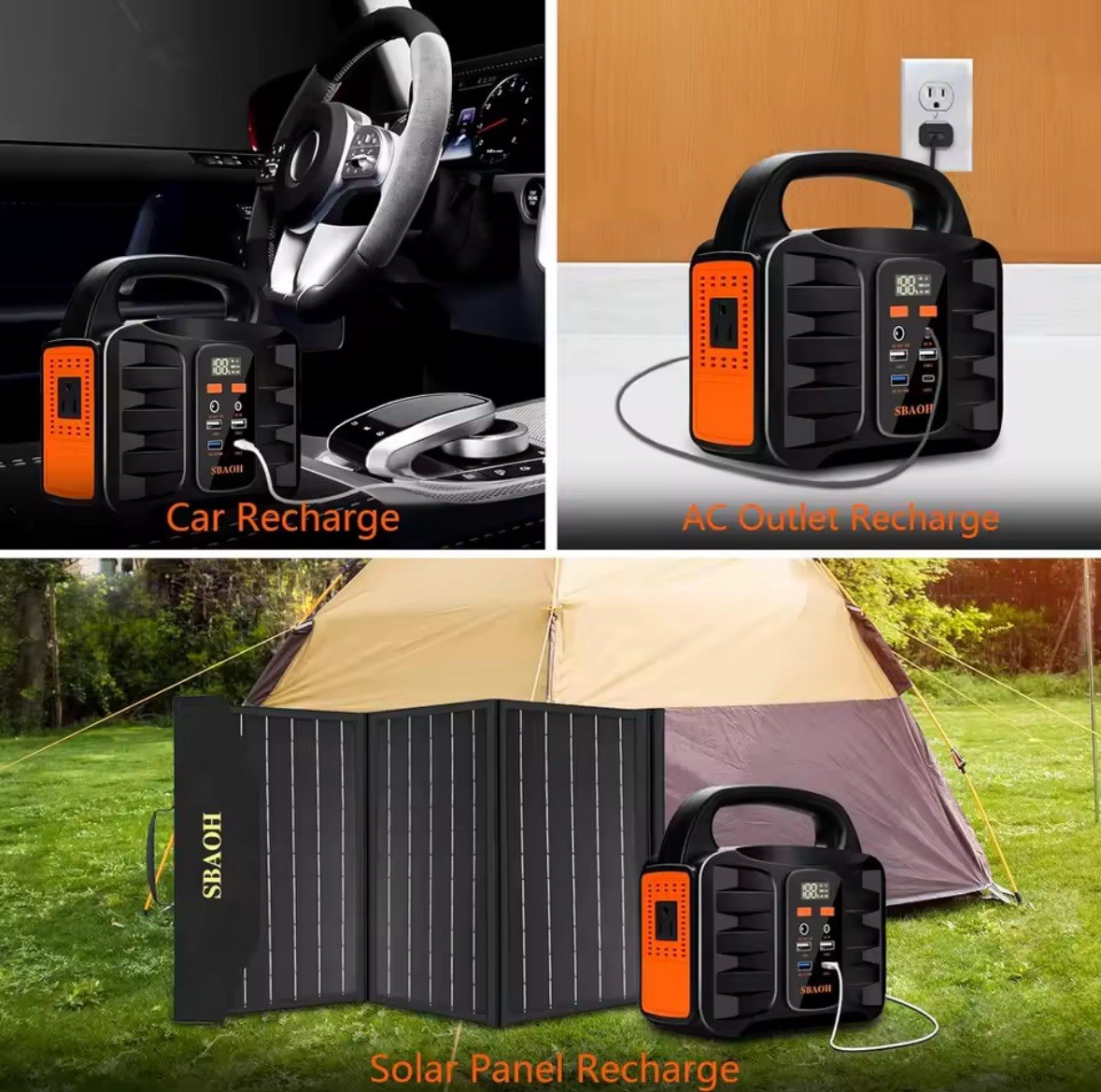 Portable Power Station 42000mAh Outdoor Solar Generator w/ 110V/150W (Peak 200W)