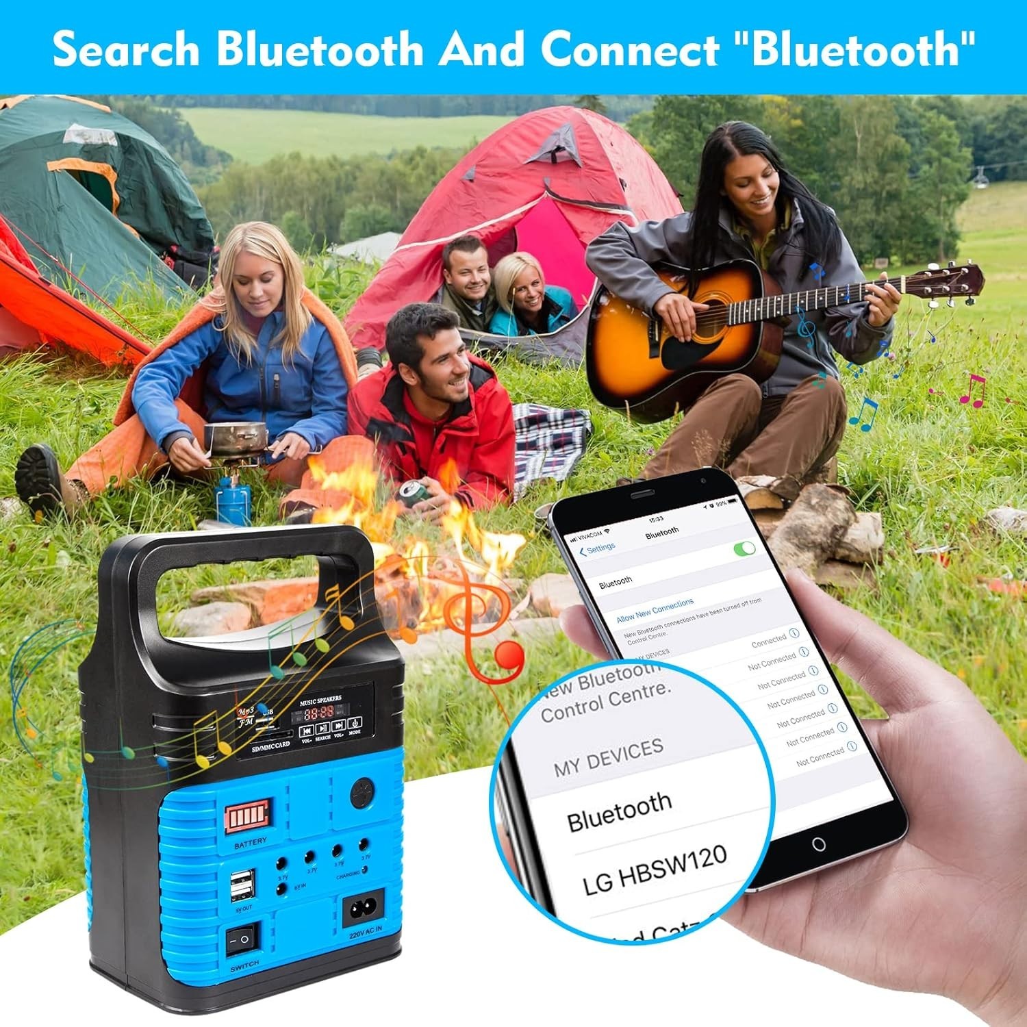 Compact Solar Generator – Portable Power Station with LED Flashlight & USB/Dc