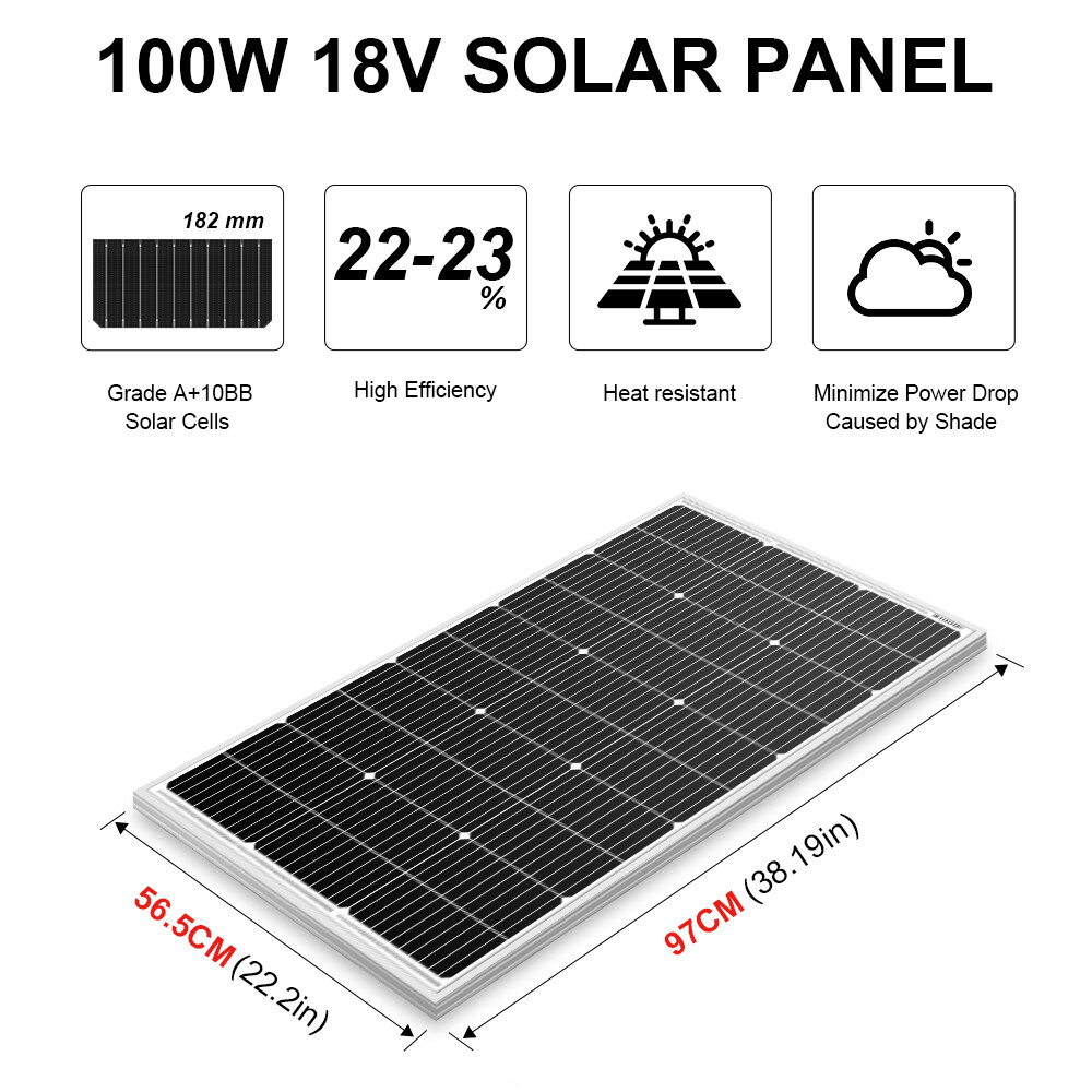 Dokio 2X 100w 200w Rigid Monocrystalline Solar Panel for Home/Caravan/RV/Boat