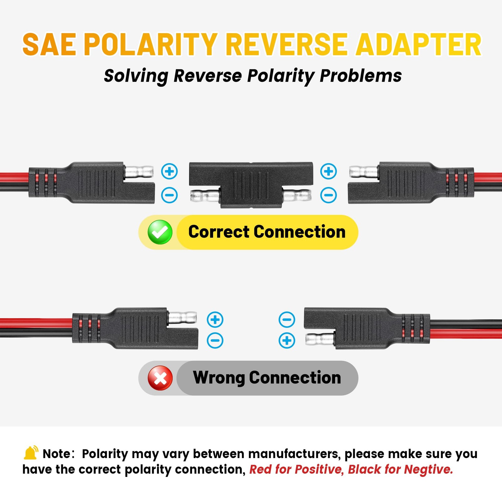 25FT Battery Charger SAE Extension Cable 16AWG, 2 Pin SAE Quick Connector for…