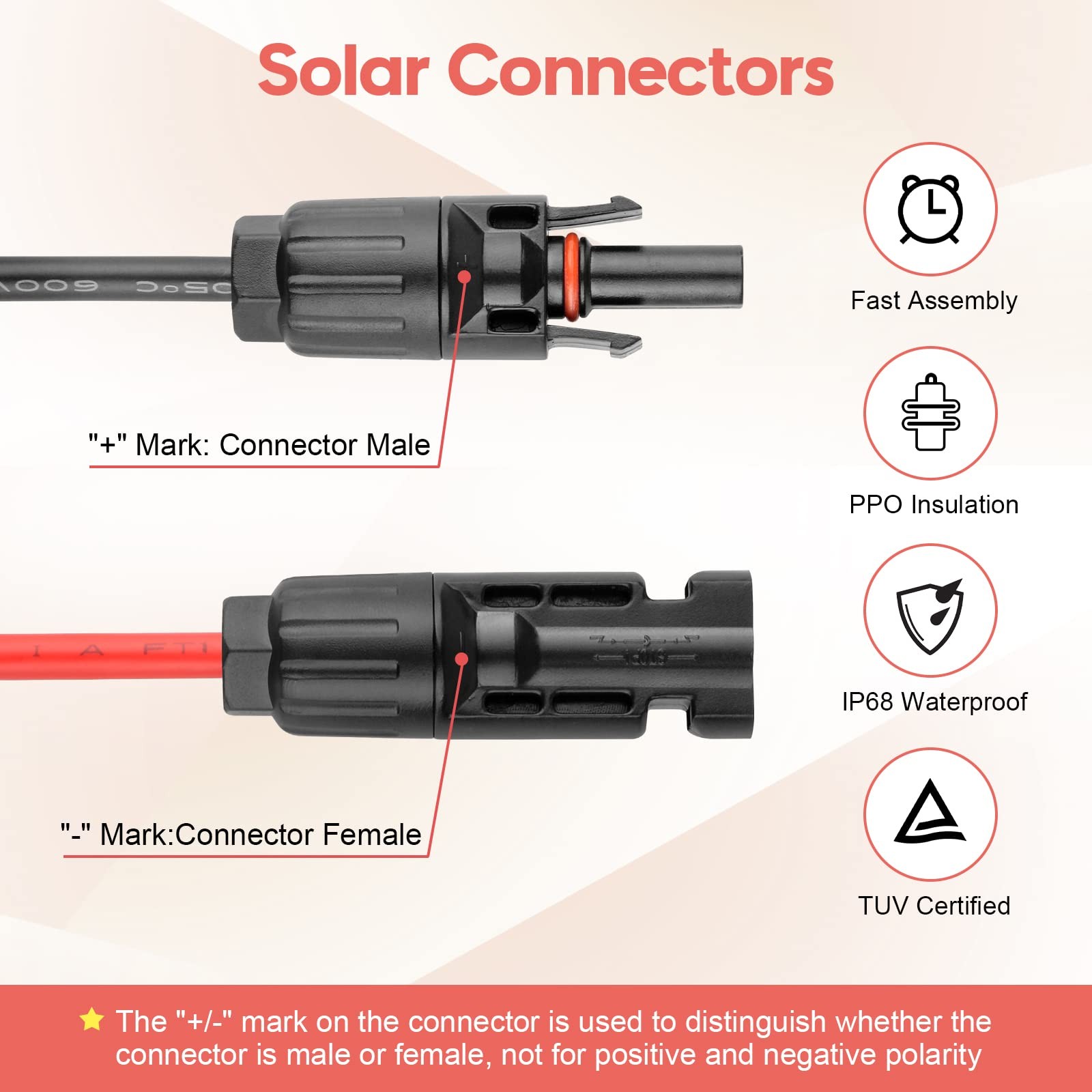 PAEKQ 10AWG Solar Panel Cable Connector Kit Compatible with Solar Connector and