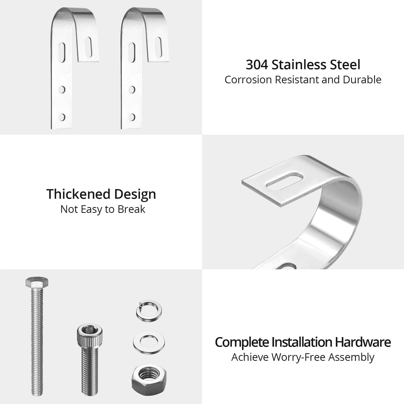 Anbte 4PCS Solar Panel Mounting Brackets for Balcony, Stainless Steel Silver