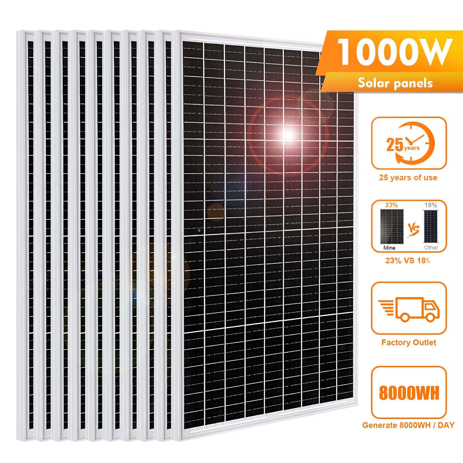 PFCTART 1000W Watt Solar Panel 12V Monocrystalline PV Module for RV Home Garden