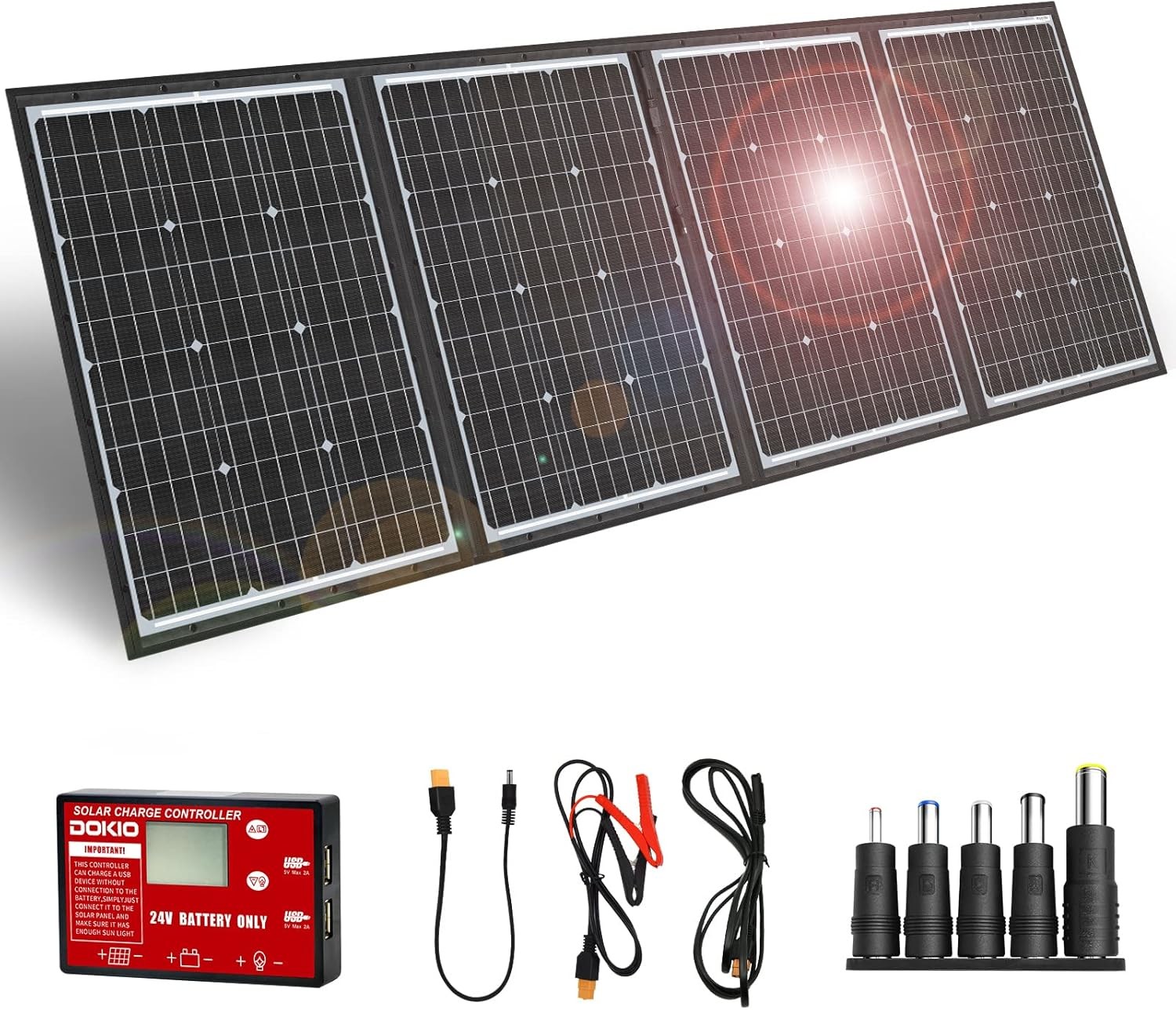 200W 36V Portable Foldable Solar Panel Kit Compact 19×26.4in Design 9.7lb W/