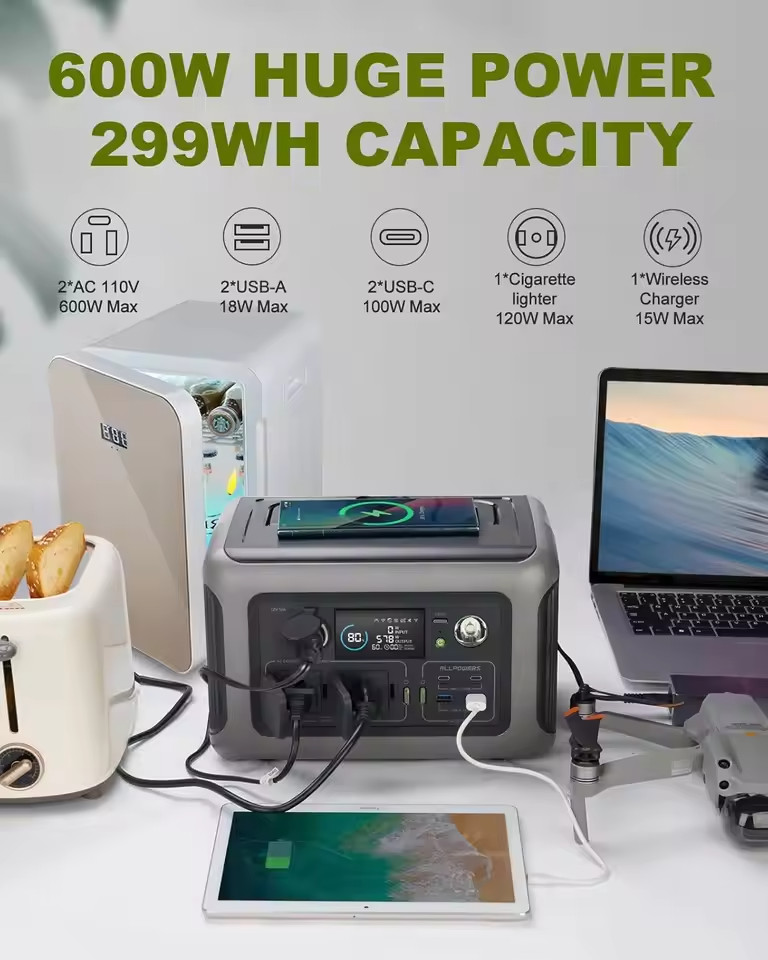 Allpowers Power Station R600, 299Wh LiFeP04 Battery for Outdoor Camping RV Home